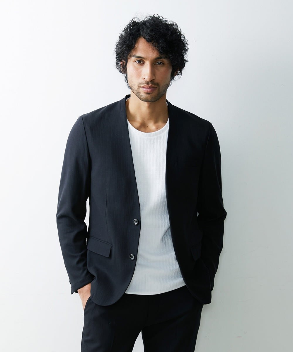 MNDGS14410 MICHEL KLEIN HOMME(ミッシェルクラン オム) ブッチャーノーカラージャケット ブラック(94)