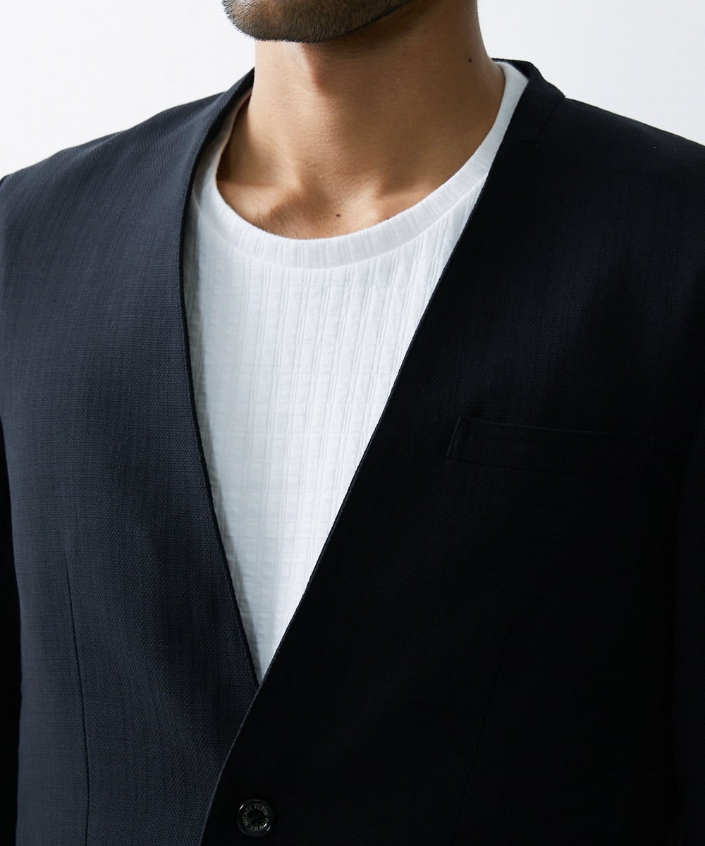 MNDGS14410 MICHEL KLEIN HOMME(ミッシェルクラン オム) ブッチャーノーカラージャケット ブラック(94)
