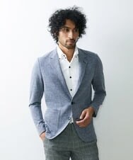 MNDGS30330 MICHEL KLEIN HOMME(ミッシェルクラン オム) リネンカットジャケット ライトブルー(50)