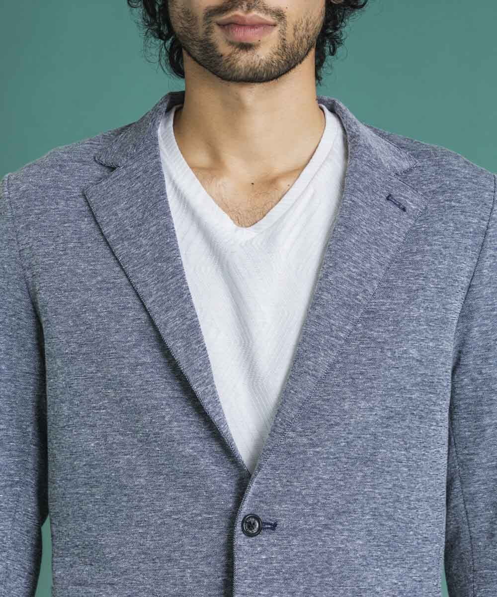 MNDGS30330 MICHEL KLEIN HOMME(ミッシェルクラン オム) リネンカットジャケット ライトブルー(50)
