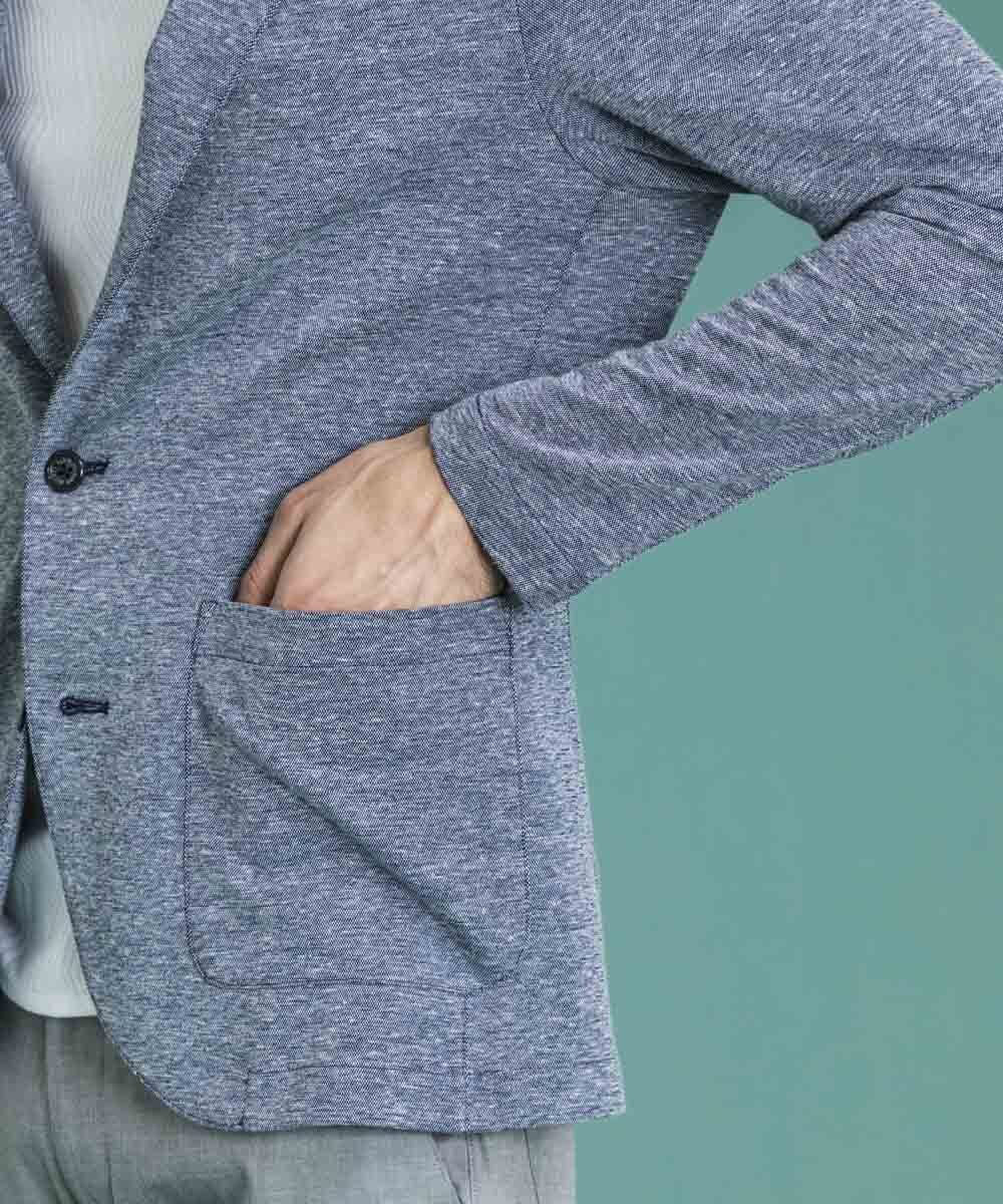 MNDGS30330 MICHEL KLEIN HOMME(ミッシェルクラン オム) リネンカットジャケット ライトブルー(50)