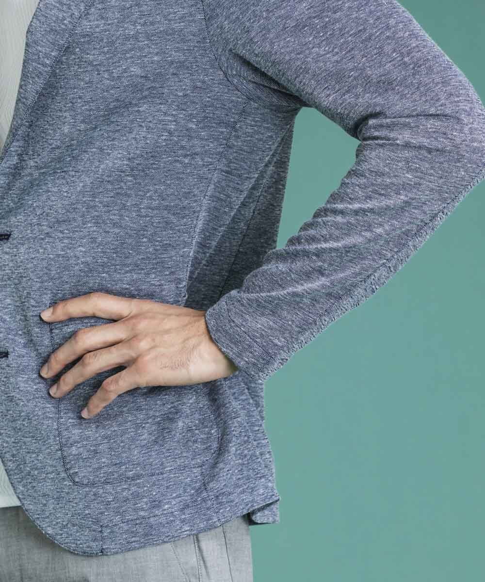 MNDGS30330 MICHEL KLEIN HOMME(ミッシェルクラン オム) リネンカットジャケット ライトブルー(50)