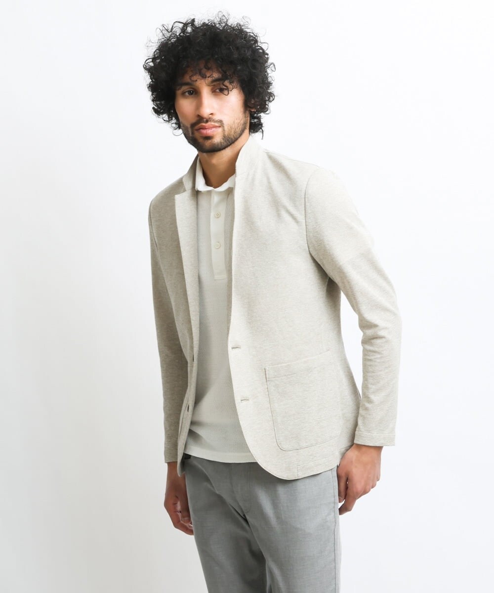 MNDGS30330 MICHEL KLEIN HOMME(ミッシェルクラン オム) リネンカットジャケット アイボリー(80)