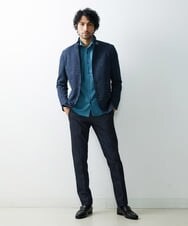 MNDGS46430 MICHEL KLEIN HOMME(ミッシェルクラン オム) へリンボン柄ジャージージャケット ブルー(55)