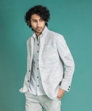 MNDGS46430 MICHEL KLEIN HOMME(ミッシェルクラン オム) へリンボン柄ジャージージャケット ライトグレー(91)