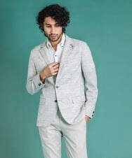MNDGS46430 MICHEL KLEIN HOMME(ミッシェルクラン オム) へリンボン柄ジャージージャケット ライトグレー(91)