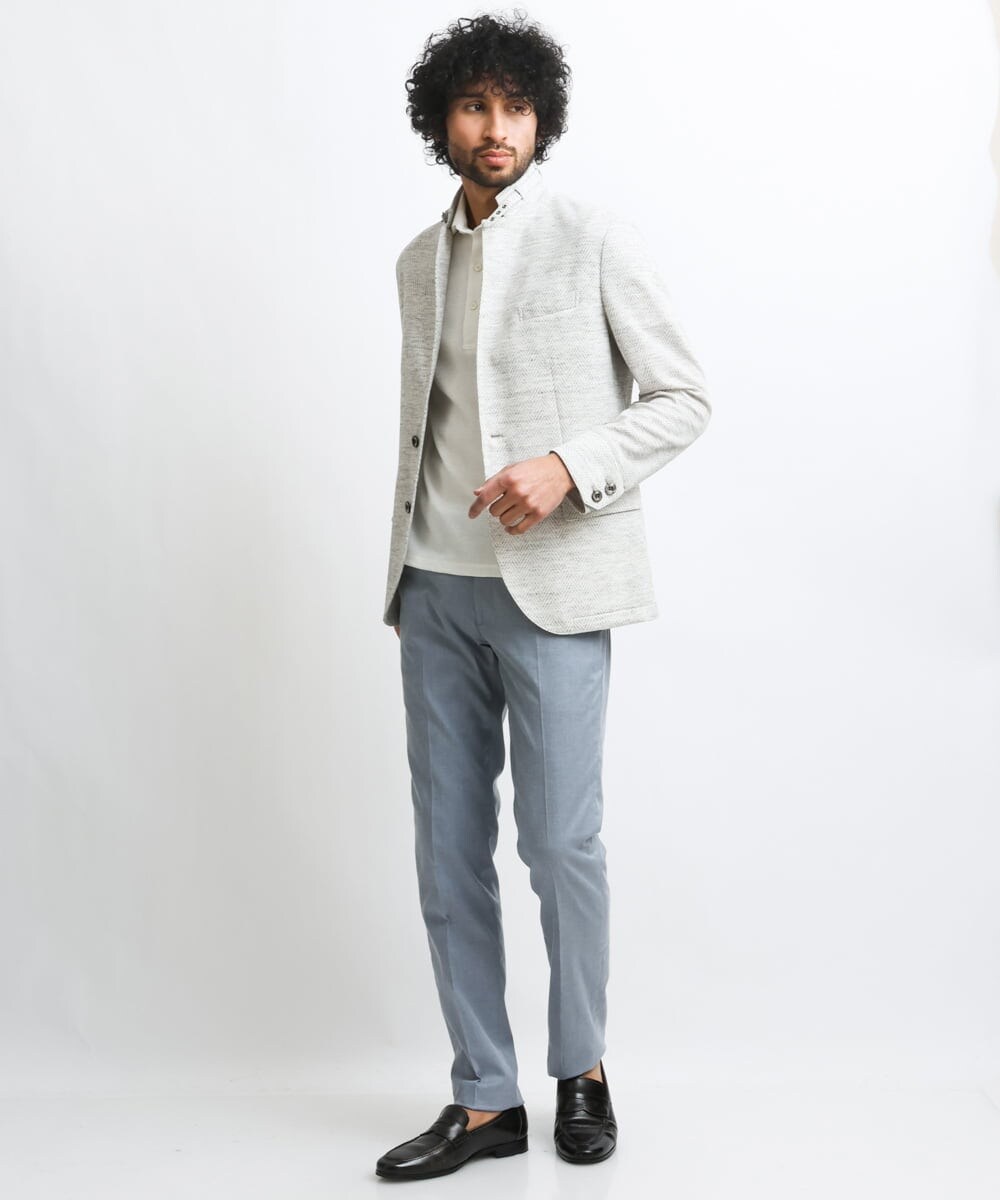 MNDGS46430 MICHEL KLEIN HOMME(ミッシェルクラン オム) へリンボン柄ジャージージャケット ライトグレー(91)