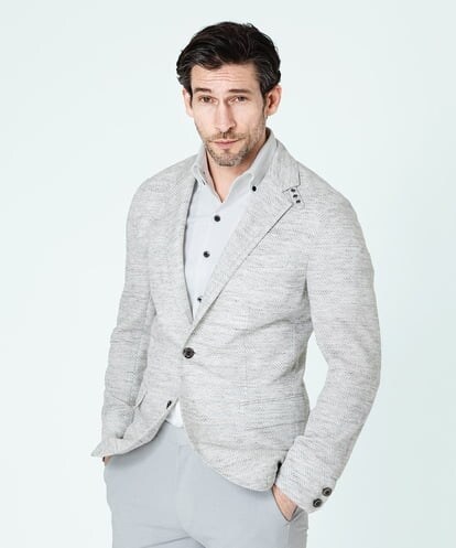 MNDGS46430 MICHEL KLEIN HOMME へリンボン柄ジャージージャケット