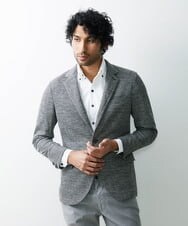 MNDGS46430 MICHEL KLEIN HOMME(ミッシェルクラン オム) へリンボン柄ジャージージャケット ブラック(94)