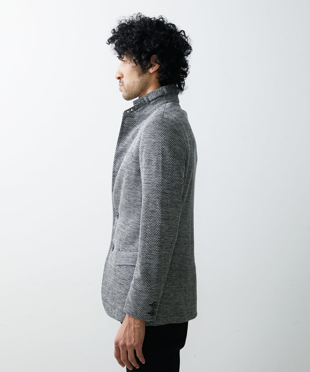MNDGS46430 MICHEL KLEIN HOMME(ミッシェルクラン オム) へリンボン柄ジャージージャケット ブラック(94)