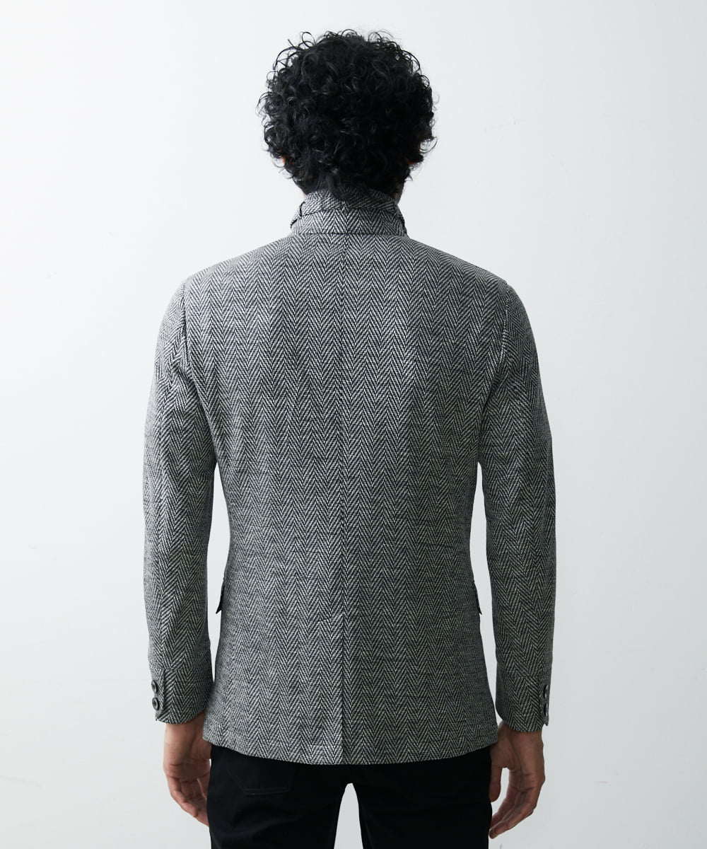 MNDGS46430 MICHEL KLEIN HOMME(ミッシェルクラン オム) へリンボン柄ジャージージャケット ブラック(94)