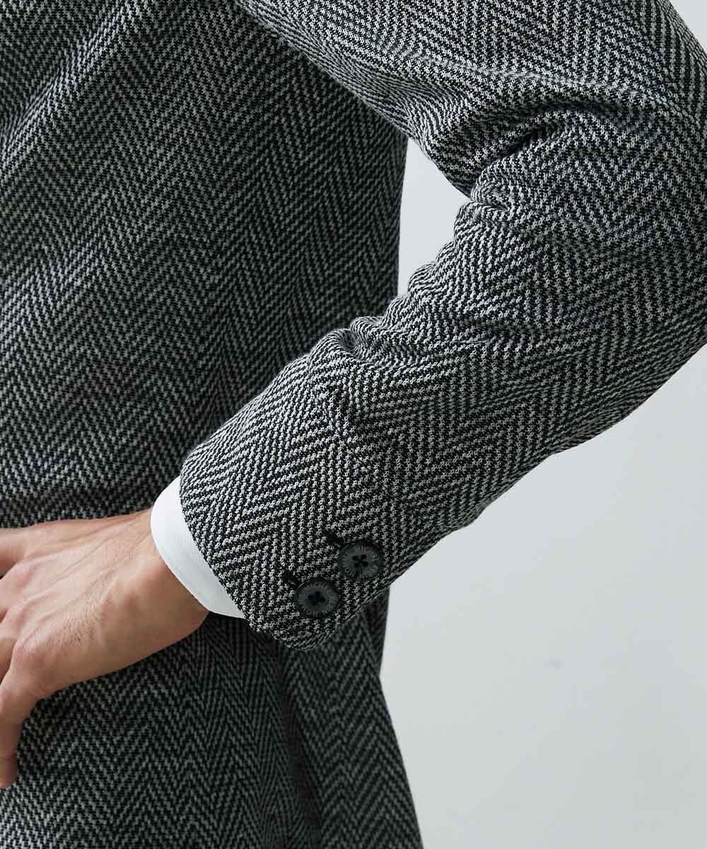 MNDGS46430 MICHEL KLEIN HOMME(ミッシェルクラン オム) へリンボン柄ジャージージャケット ブラック(94)