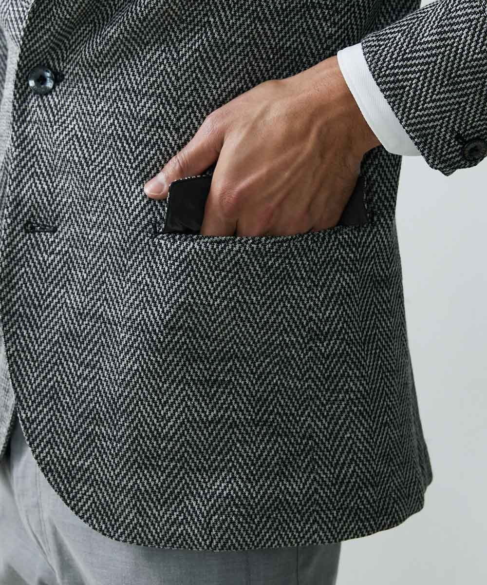 MNDGS46430 MICHEL KLEIN HOMME(ミッシェルクラン オム) へリンボン柄ジャージージャケット ブラック(94)