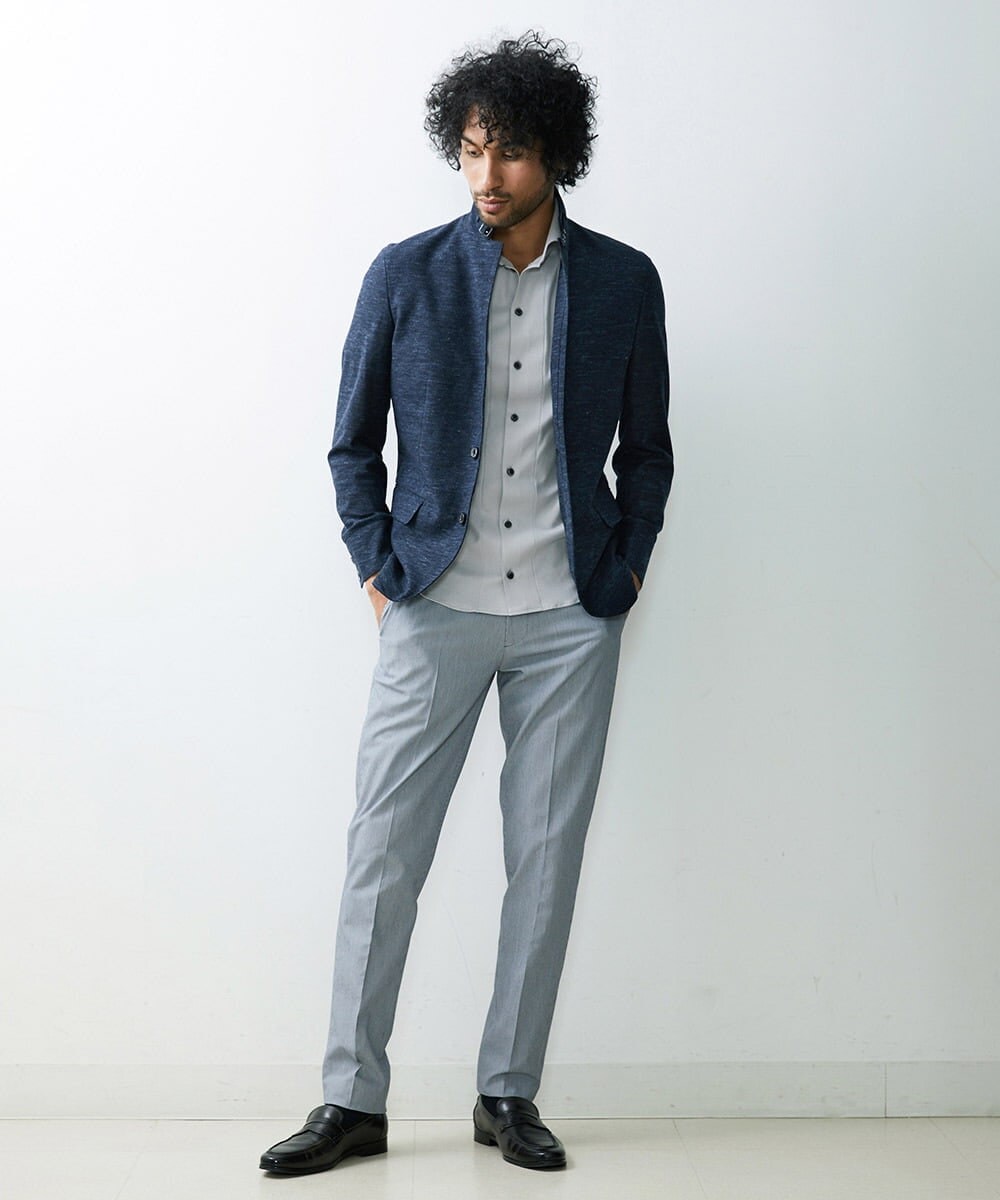 MNDGS48540 MICHEL KLEIN HOMME(ミッシェルクラン オム) リネンジャージジャケット ネイビー(57)