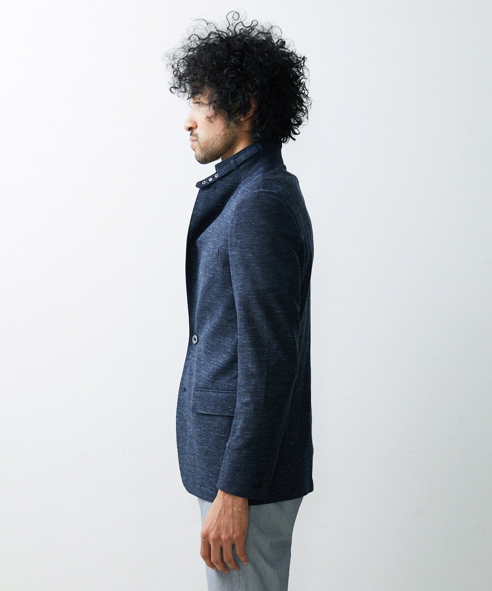 MNDGS48540 MICHEL KLEIN HOMME(ミッシェルクラン オム) リネンジャージジャケット ネイビー(57)