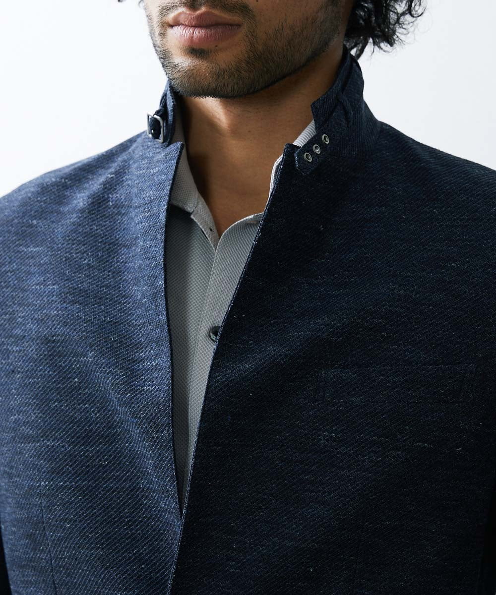 MNDGS48540 MICHEL KLEIN HOMME(ミッシェルクラン オム) リネンジャージジャケット ネイビー(57)