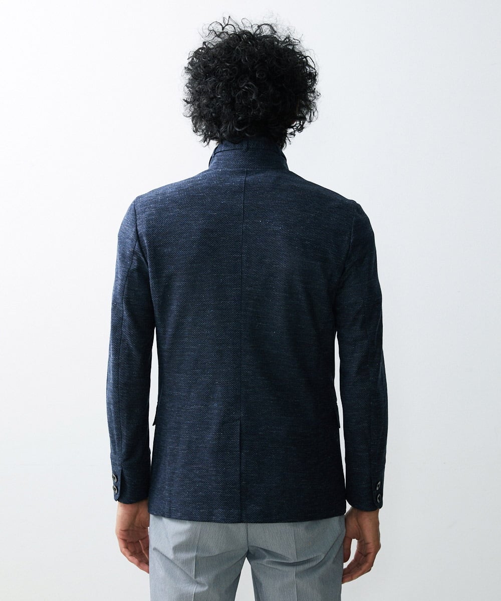 MNDGS48540 MICHEL KLEIN HOMME(ミッシェルクラン オム) リネンジャージジャケット ネイビー(57)
