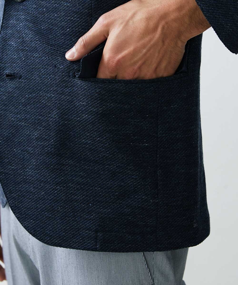 MNDGS48540 MICHEL KLEIN HOMME(ミッシェルクラン オム) リネンジャージジャケット ネイビー(57)