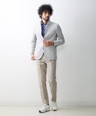 MNDGS48540 MICHEL KLEIN HOMME(ミッシェルクラン オム) リネンジャージジャケット ライトグレー(91)