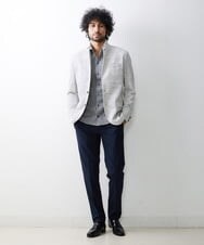 MNDGS48540 MICHEL KLEIN HOMME(ミッシェルクラン オム) リネンジャージジャケット ライトグレー(91)