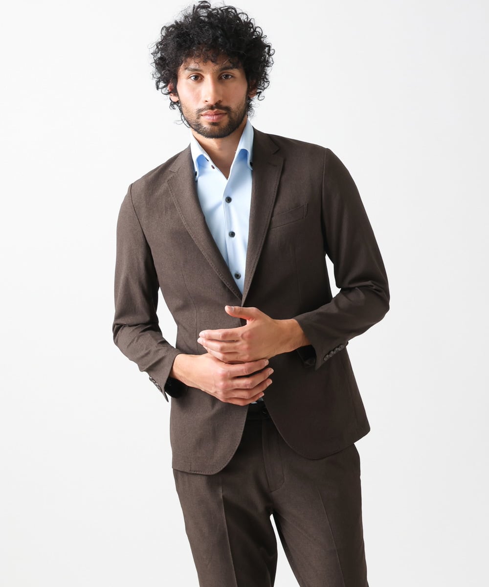 MNDGV64400 MICHEL KLEIN HOMME(ミッシェルクラン オム) メッシュテーラードジャケット セットアップ ブラウン