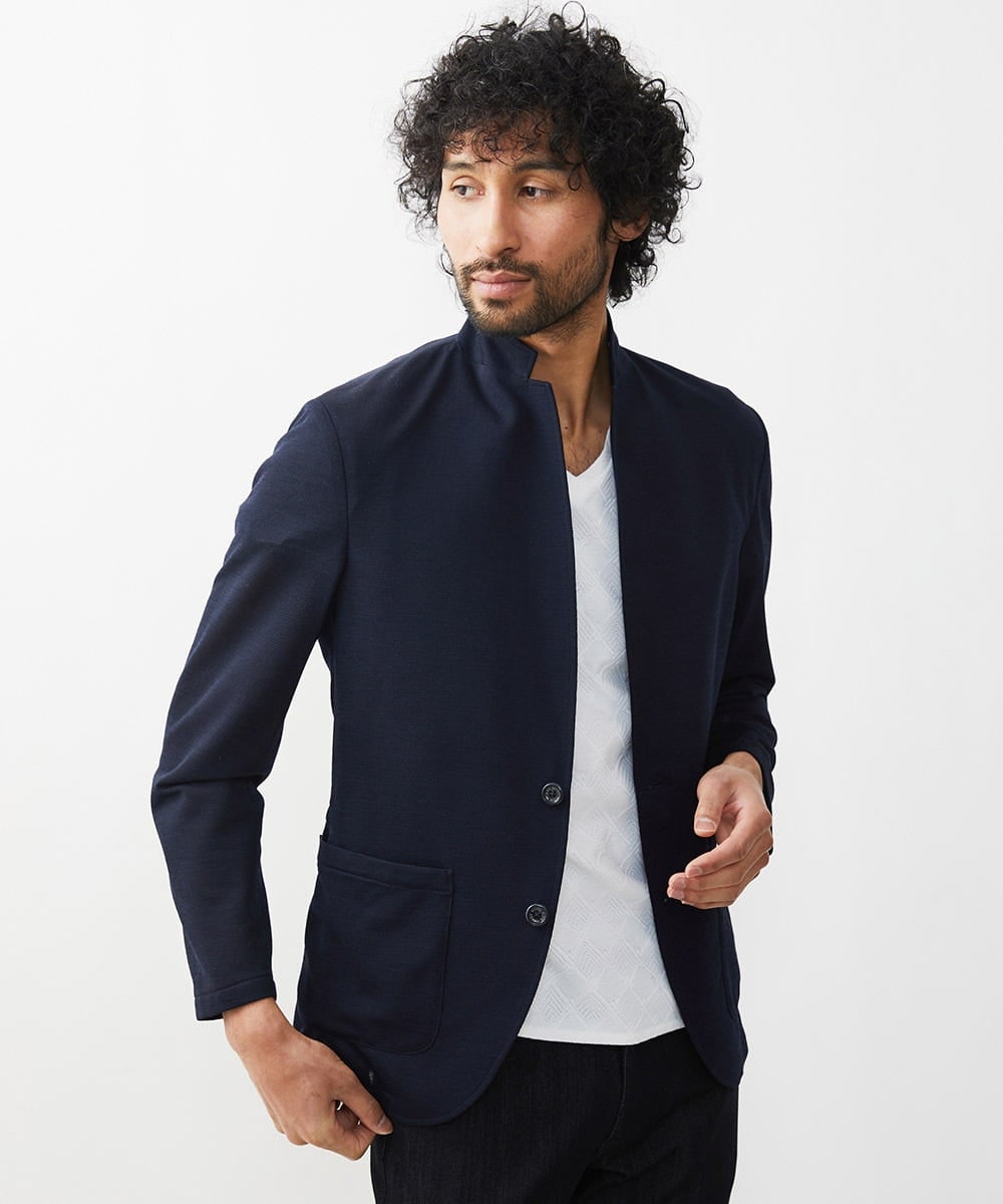 MNDGX03330 MICHEL KLEIN HOMME(ミッシェルクラン オム) サーフニットジャケット ネイビー