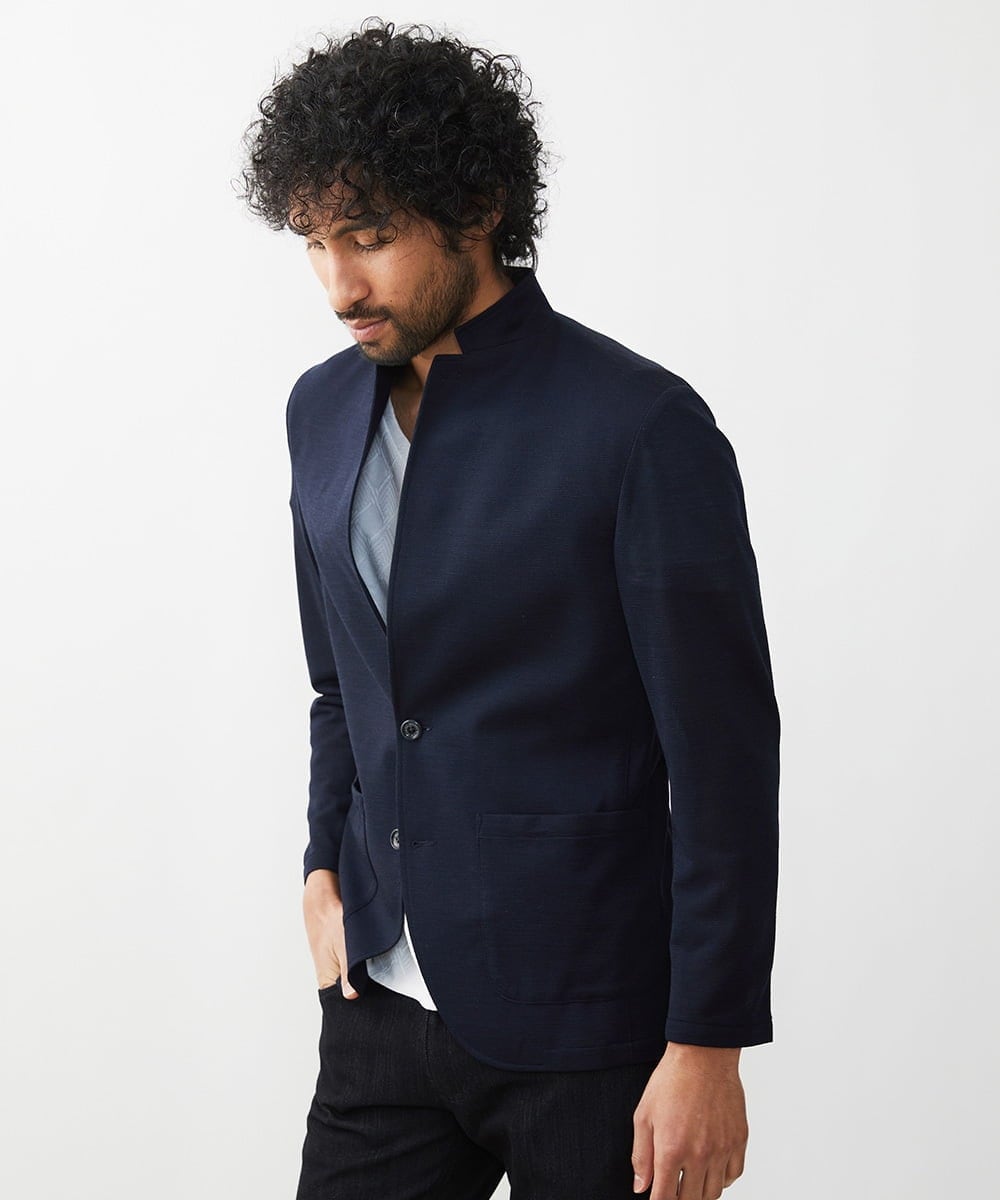 MNDGX03330 MICHEL KLEIN HOMME(ミッシェルクラン オム) サーフニットジャケット ネイビー