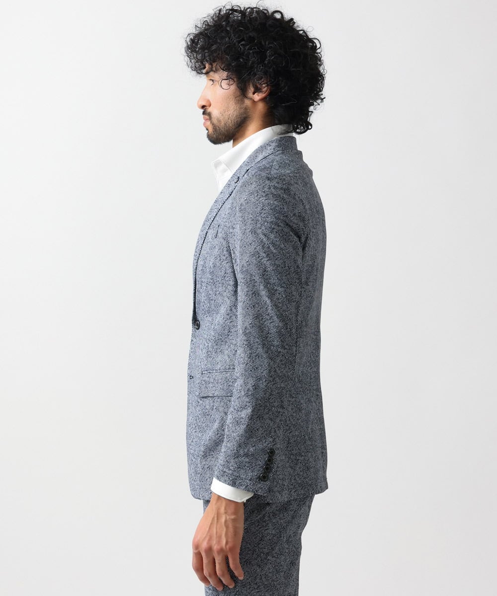 MNDGX06400 MICHEL KLEIN HOMME(ミッシェルクラン オム) 総柄メッシュテーラードジャケット セットアップ ブルー