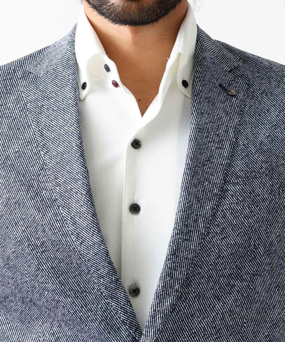 MNDGX06400 MICHEL KLEIN HOMME(ミッシェルクラン オム) 総柄メッシュテーラードジャケット セットアップ ブルー