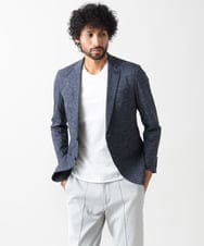 MNDGX06400 MICHEL KLEIN HOMME(ミッシェルクラン オム) 総柄メッシュテーラードジャケット セットアップ ネイビー