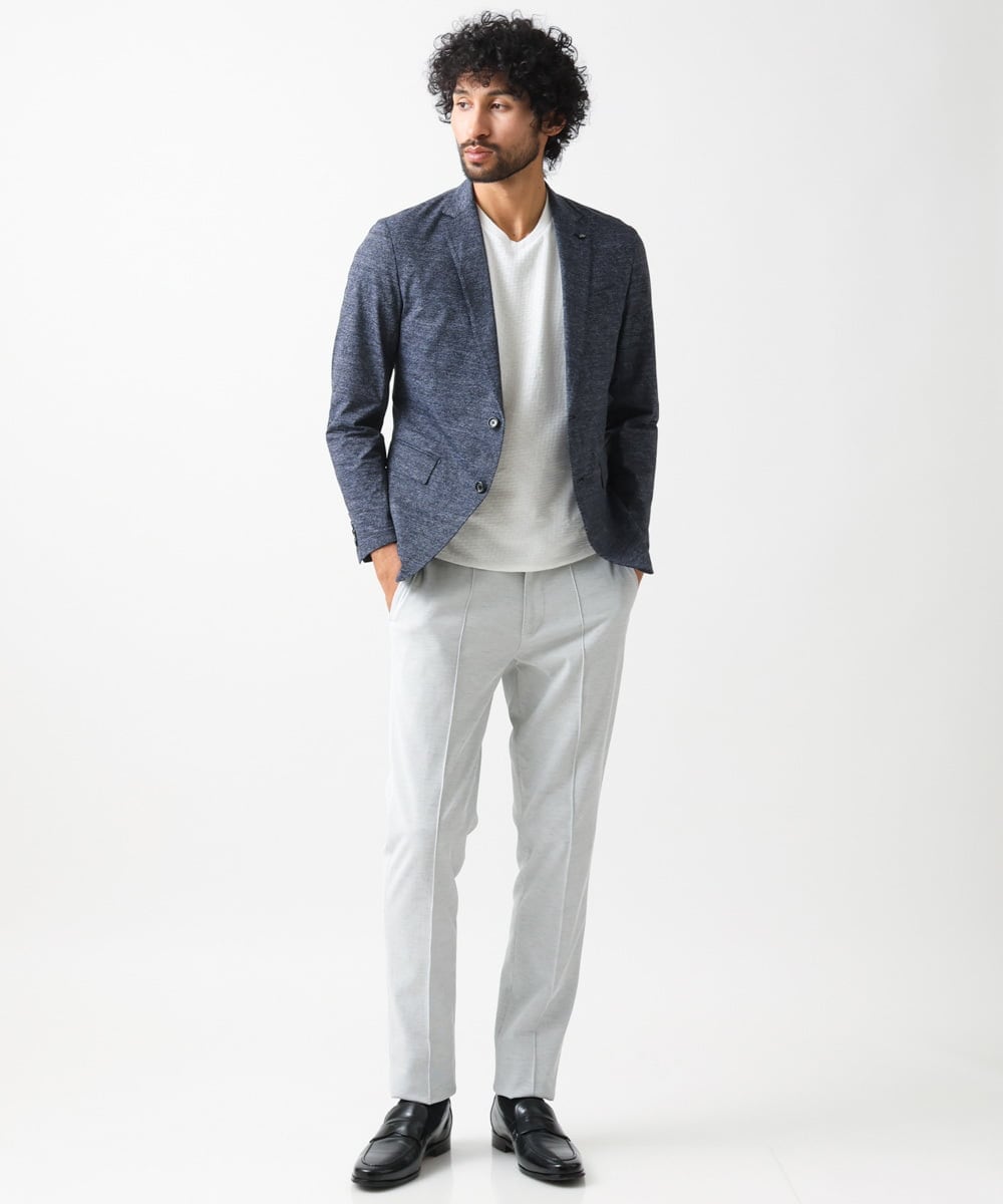 MNDGX06400 MICHEL KLEIN HOMME(ミッシェルクラン オム) 総柄メッシュテーラードジャケット セットアップ ネイビー