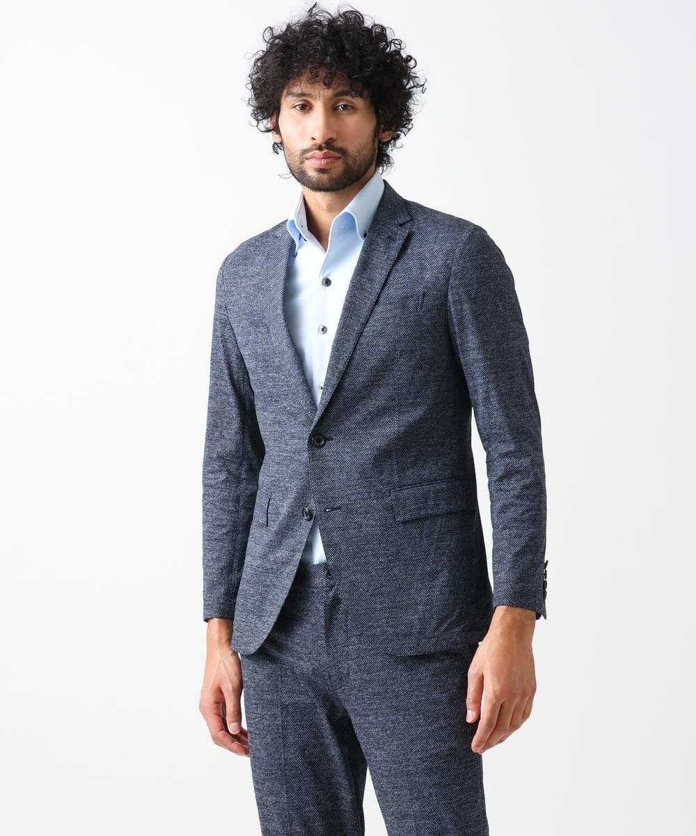 MNDGX06400 MICHEL KLEIN HOMME(ミッシェルクラン オム) 総柄メッシュテーラードジャケット セットアップ ネイビー