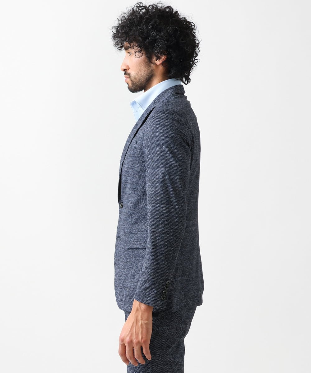 MNDGX06400 MICHEL KLEIN HOMME(ミッシェルクラン オム) 総柄メッシュテーラードジャケット セットアップ ネイビー