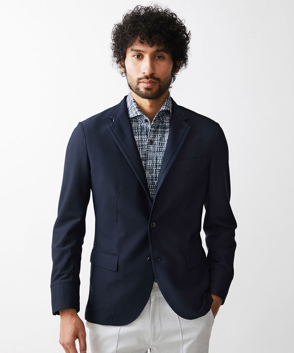 MNDGX56430 MICHEL KLEIN HOMME(ミッシェルクラン オム) ストレッチコンバーチブルジャケット ネイビー