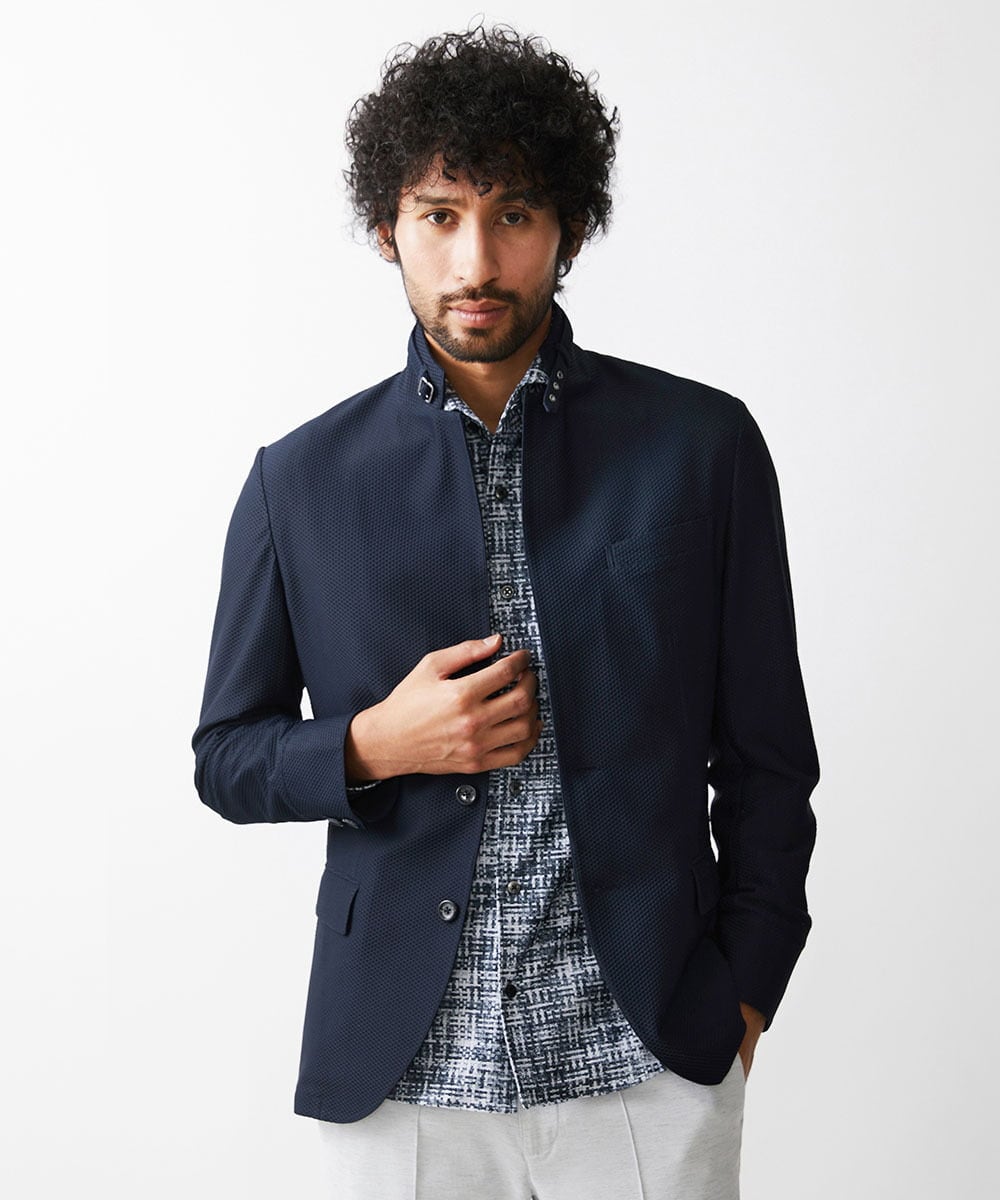 MNDGX56430 MICHEL KLEIN HOMME(ミッシェルクラン オム) ストレッチコンバーチブルジャケット ネイビー