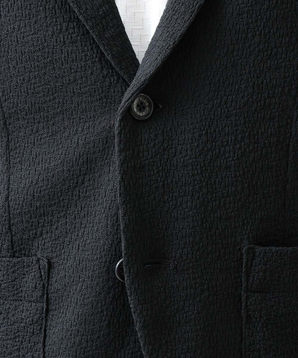 MNDGX58400 MICHEL KLEIN HOMME(ミッシェルクラン オム) ブランドロゴ刺繍入りニットジャケット セットアップ ブラック(94)