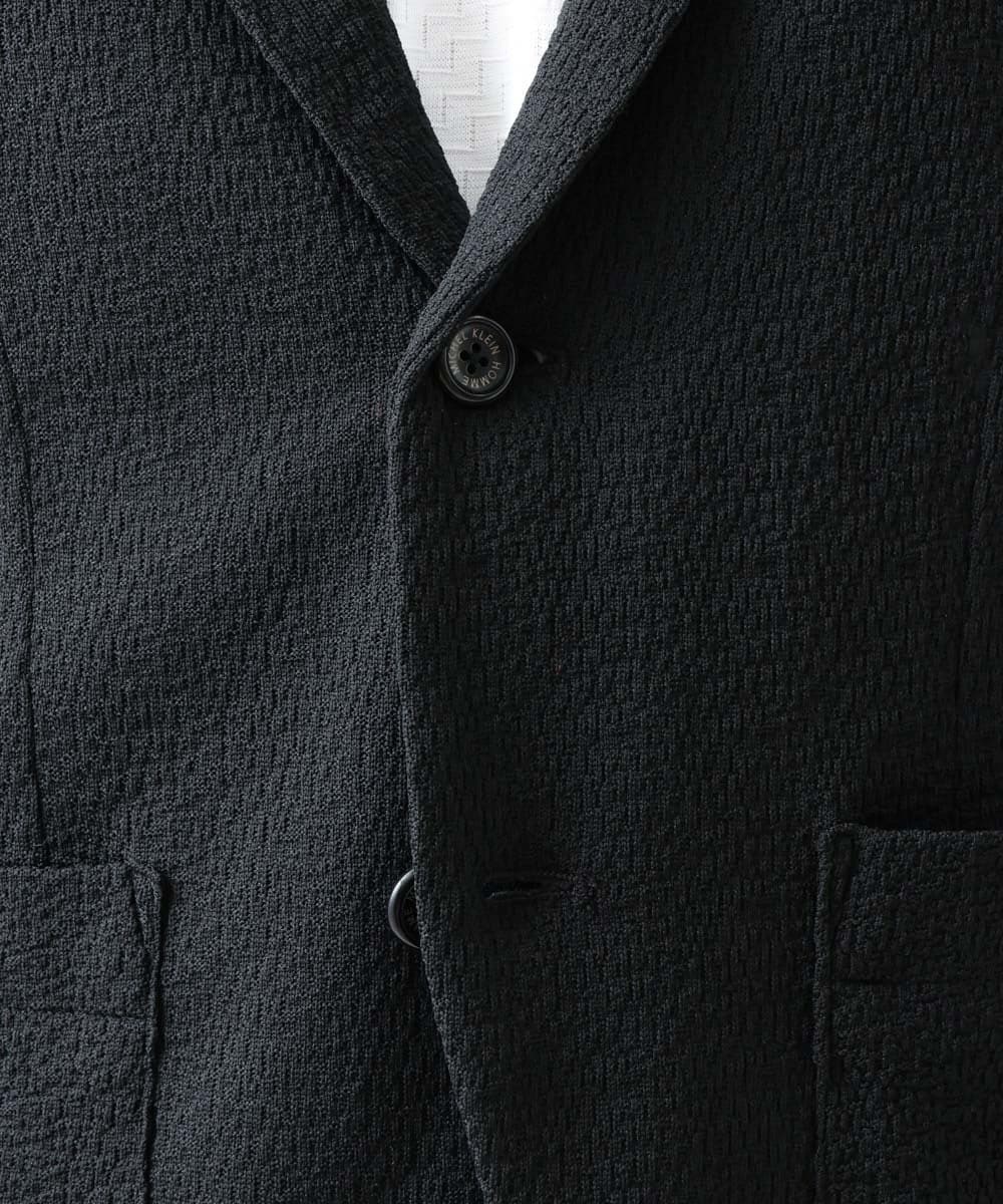 MNDGX58400 MICHEL KLEIN HOMME(ミッシェルクラン オム) ブランドロゴ刺繍入りニットジャケット セットアップ ブラック