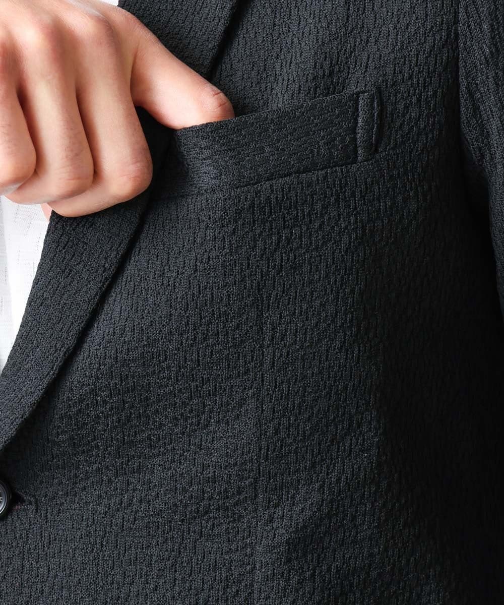 MNDGX58400 MICHEL KLEIN HOMME(ミッシェルクラン オム) ブランドロゴ刺繍入りニットジャケット セットアップ ブラック