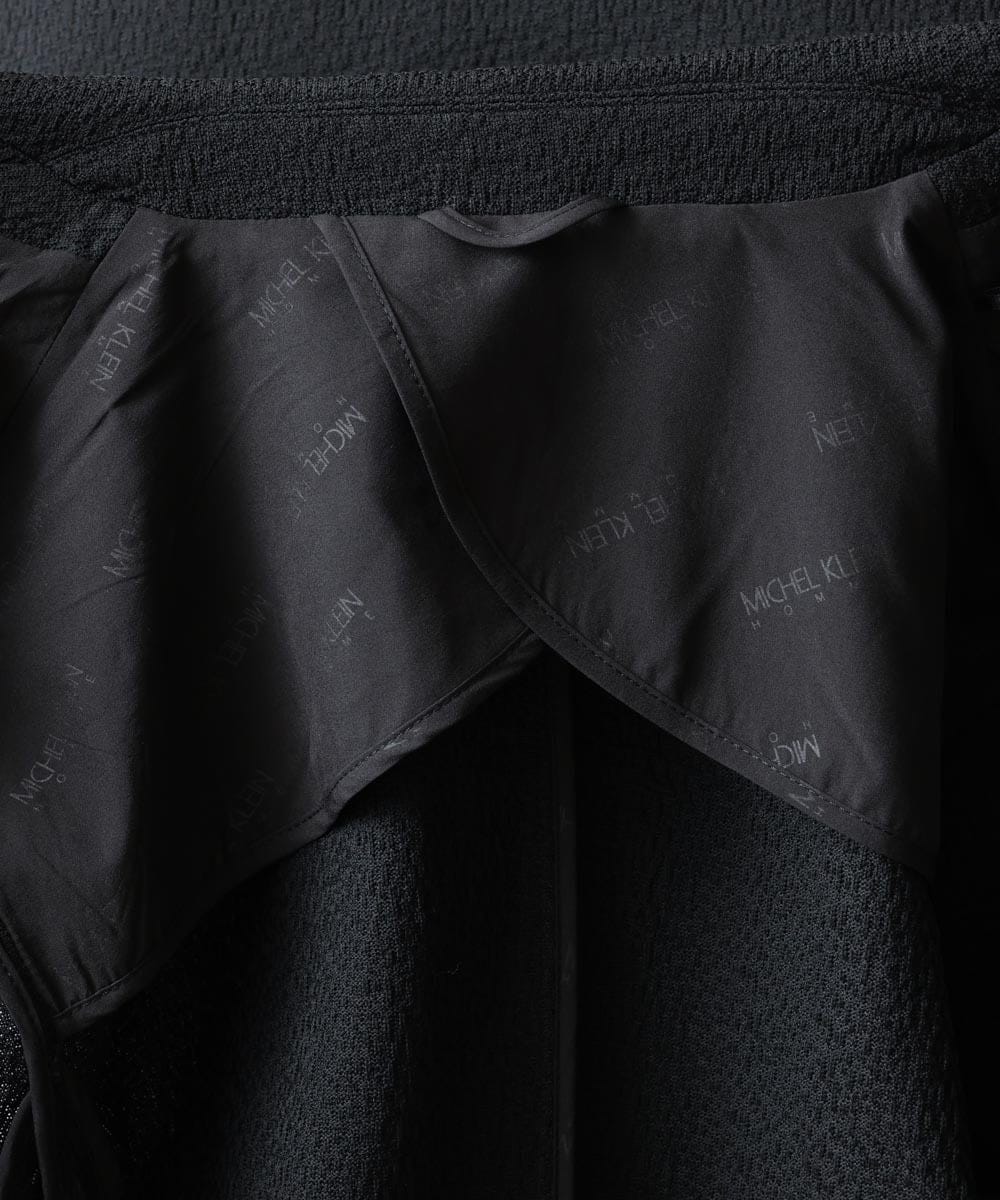 MNDGX58400 MICHEL KLEIN HOMME(ミッシェルクラン オム) ブランドロゴ刺繍入りニットジャケット セットアップ ブラック