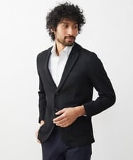 MNDGX58400 MICHEL KLEIN HOMME(ミッシェルクラン オム) ブランドロゴ刺繍入りニットジャケット セットアップ ブラック