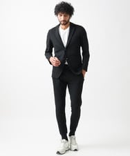 MNDGX58400 MICHEL KLEIN HOMME(ミッシェルクラン オム) ブランドロゴ刺繍入りニットジャケット セットアップ ブラック