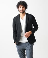 MNDGX58400 MICHEL KLEIN HOMME(ミッシェルクラン オム) ブランドロゴ刺繍入りニットジャケット セットアップ ブラック