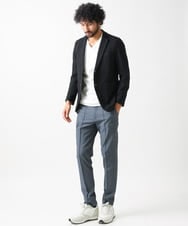 MNDGX58400 MICHEL KLEIN HOMME(ミッシェルクラン オム) ブランドロゴ刺繍入りニットジャケット セットアップ ブラック