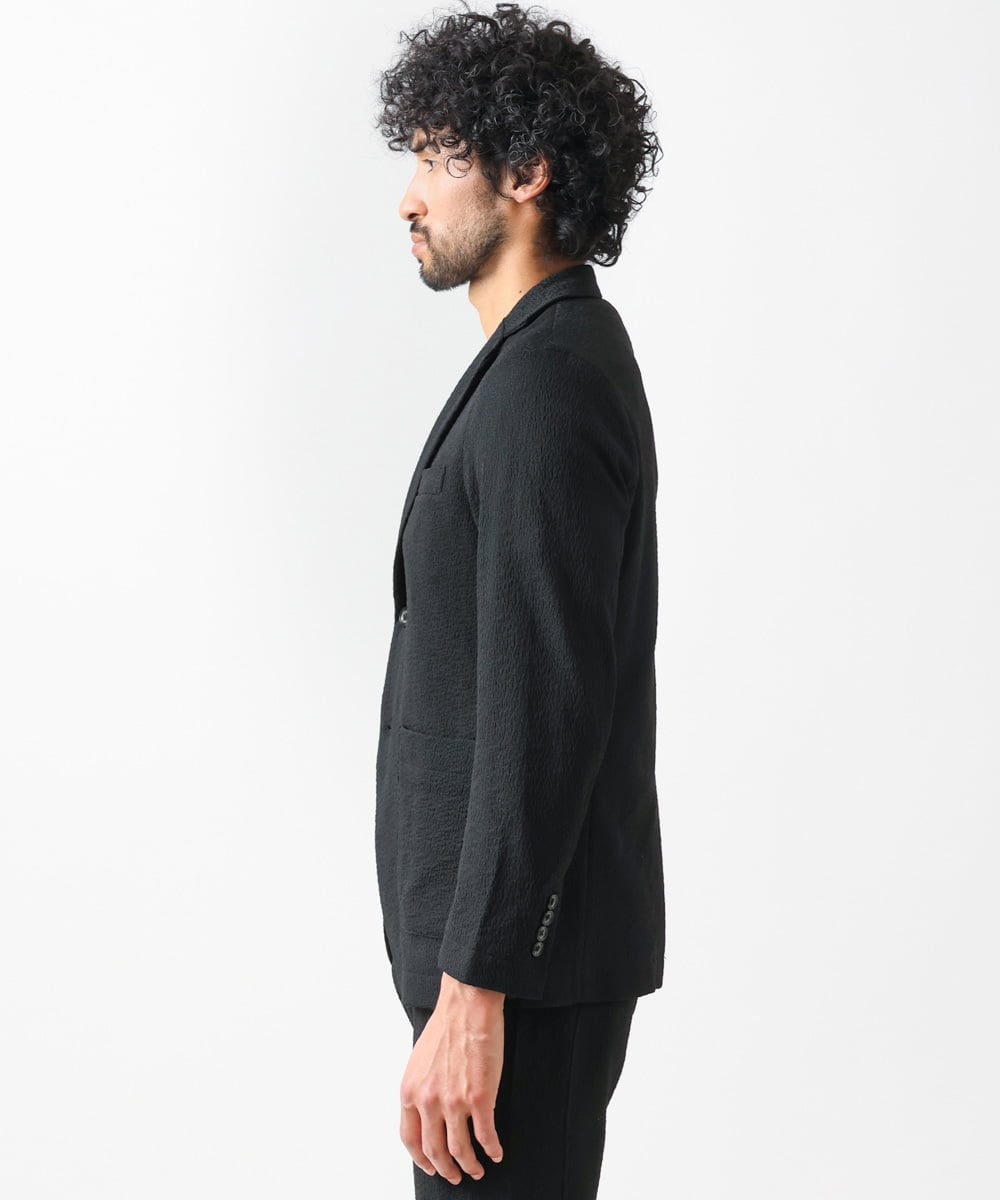 MNDGX58400 MICHEL KLEIN HOMME(ミッシェルクラン オム) ブランドロゴ刺繍入りニットジャケット セットアップ ブラック