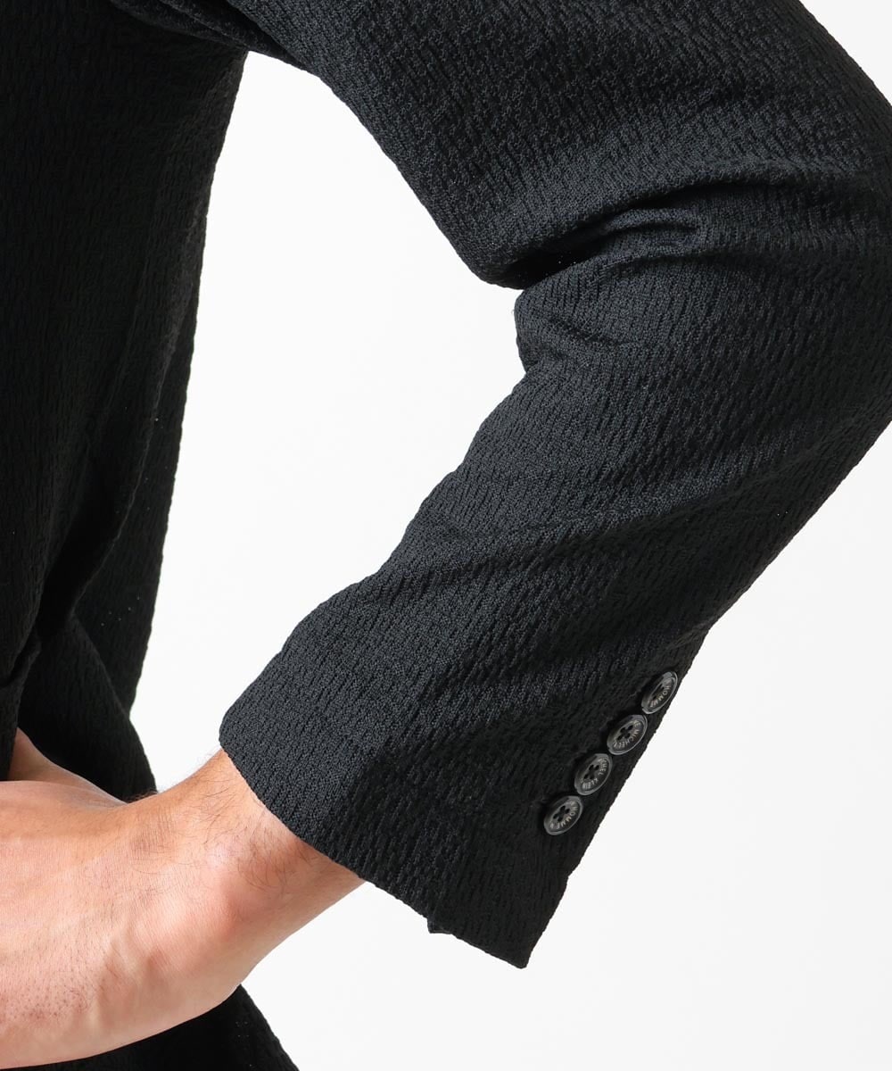 MNDGX58400 MICHEL KLEIN HOMME(ミッシェルクラン オム) ブランドロゴ刺繍入りニットジャケット セットアップ ブラック