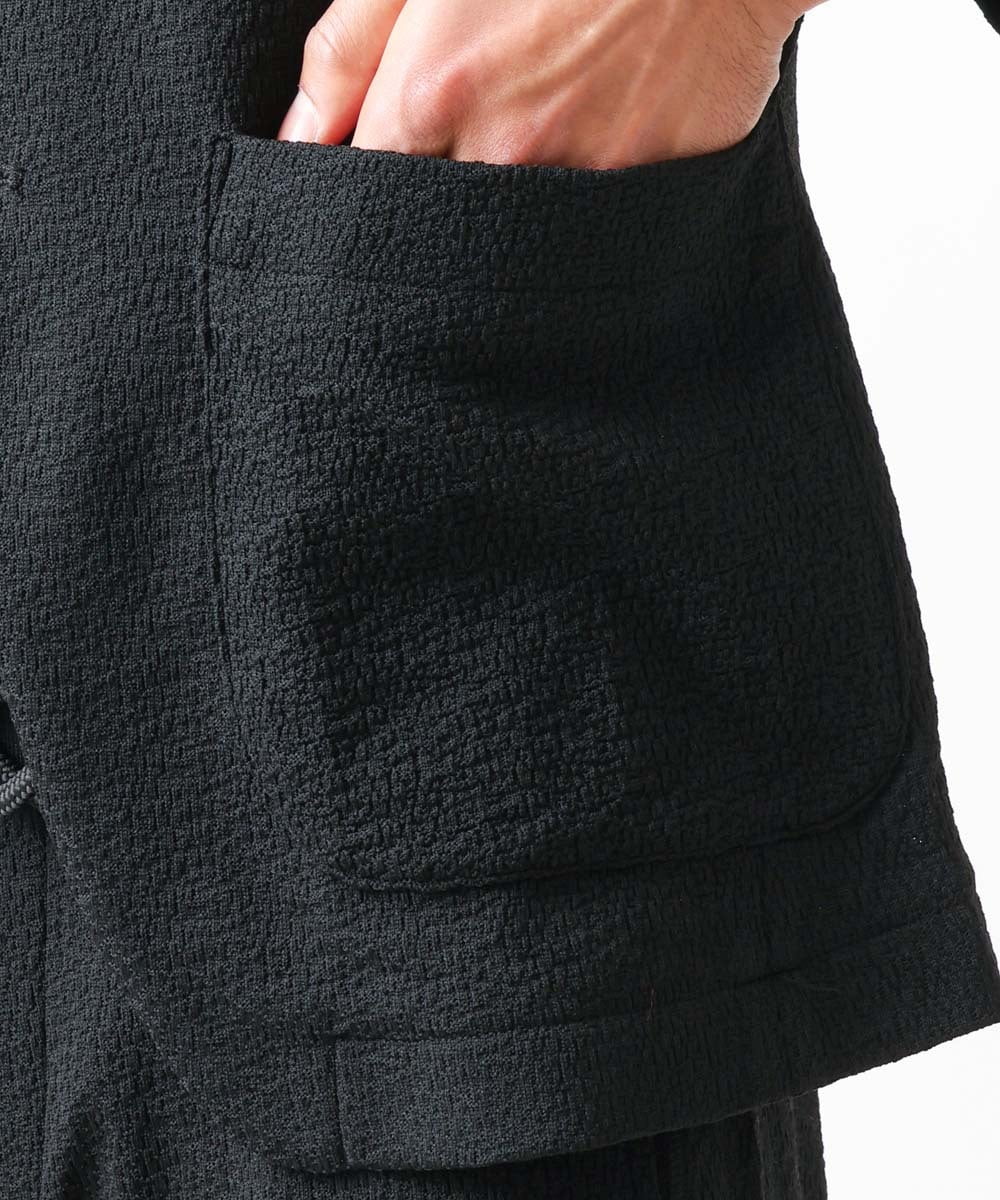 MNDGX58400 MICHEL KLEIN HOMME(ミッシェルクラン オム) ブランドロゴ刺繍入りニットジャケット セットアップ ブラック