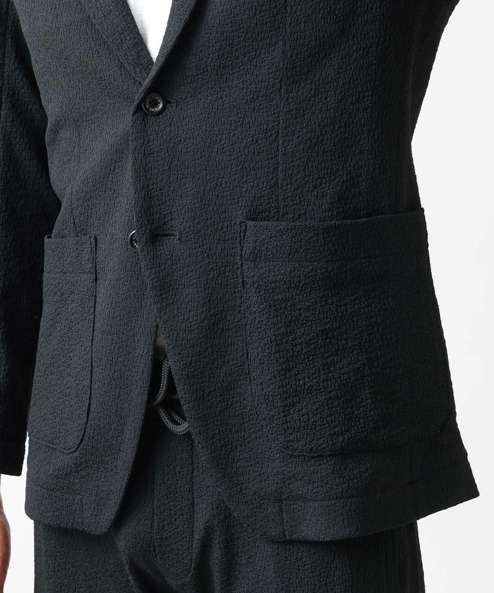 MNDGX58400 MICHEL KLEIN HOMME(ミッシェルクラン オム) ブランドロゴ刺繍入りニットジャケット セットアップ ブラック