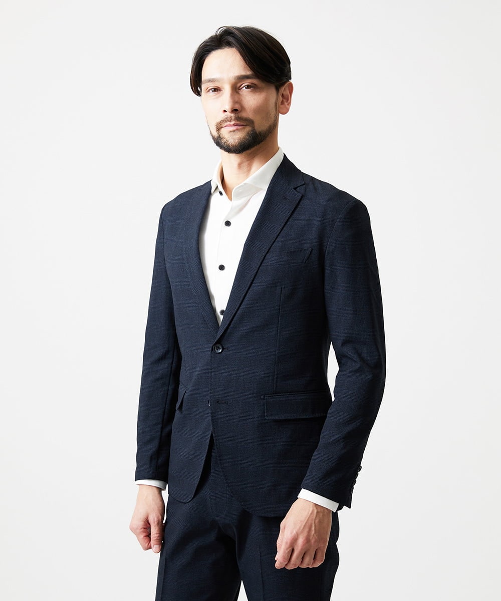 MNDHF08450 MICHEL KLEIN HOMME(ミッシェルクラン オム) 【セットアップ】グレンチェック柄テーラードジャケット ネイビー