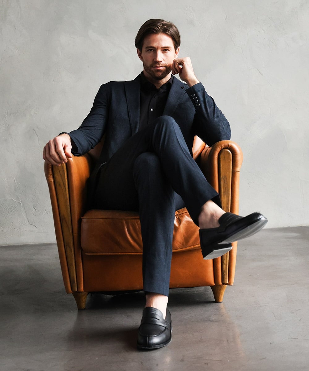 MNDHF08450 MICHEL KLEIN HOMME(ミッシェルクラン オム) 【セットアップ】グレンチェック柄テーラードジャケット ネイビー
