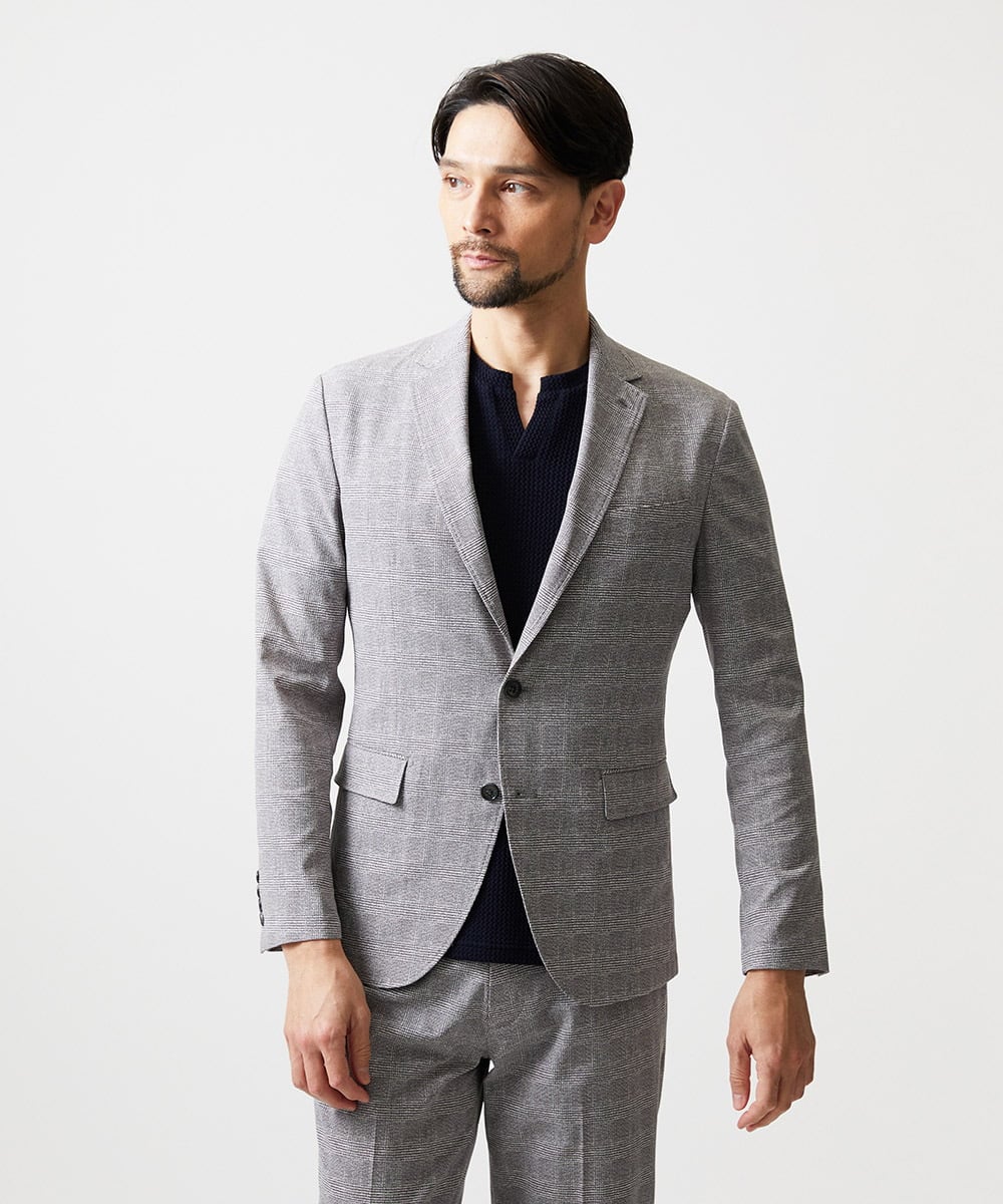 MNDHF08450 MICHEL KLEIN HOMME(ミッシェルクラン オム) 【セットアップ】グレンチェック柄テーラードジャケット グレー